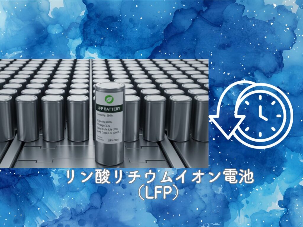 LFP BATTERYと印字された最新のリン酸鉄リチウムイオン電池